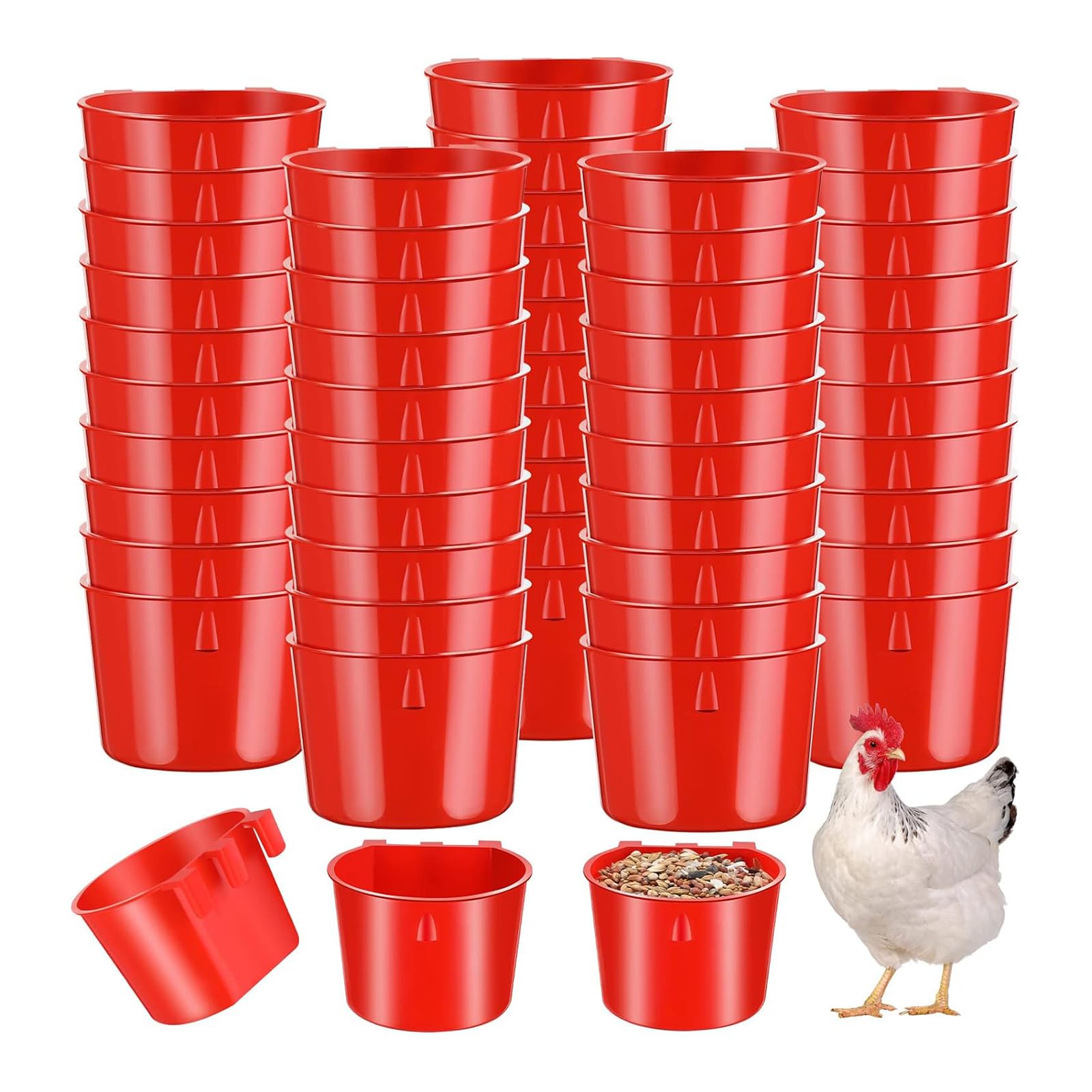 Lot de 50 mangeoires rouges à suspendre pour oiseaux, poules et petites créatures