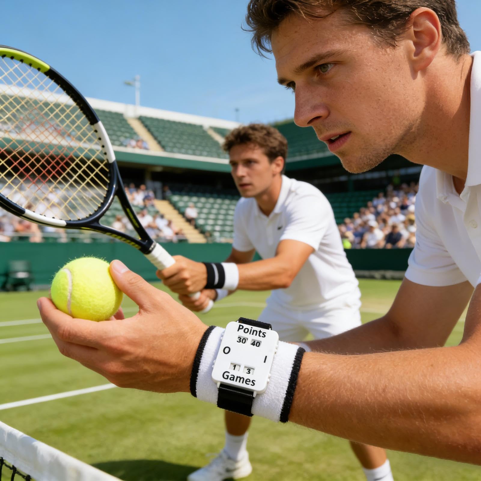 Pulsera Contadora de Puntos Deportiva Ajustable con Pantalla Grande para Tenis Adultos Hombres Mujeres