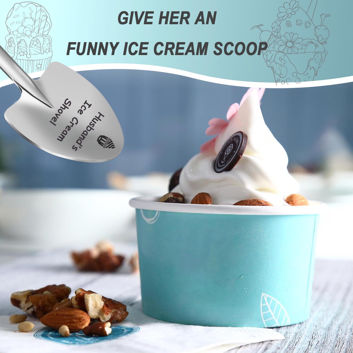 LANTOTEK Funny Husband Ice Cream Shovel Spoon Gifts, Valentines for Husband