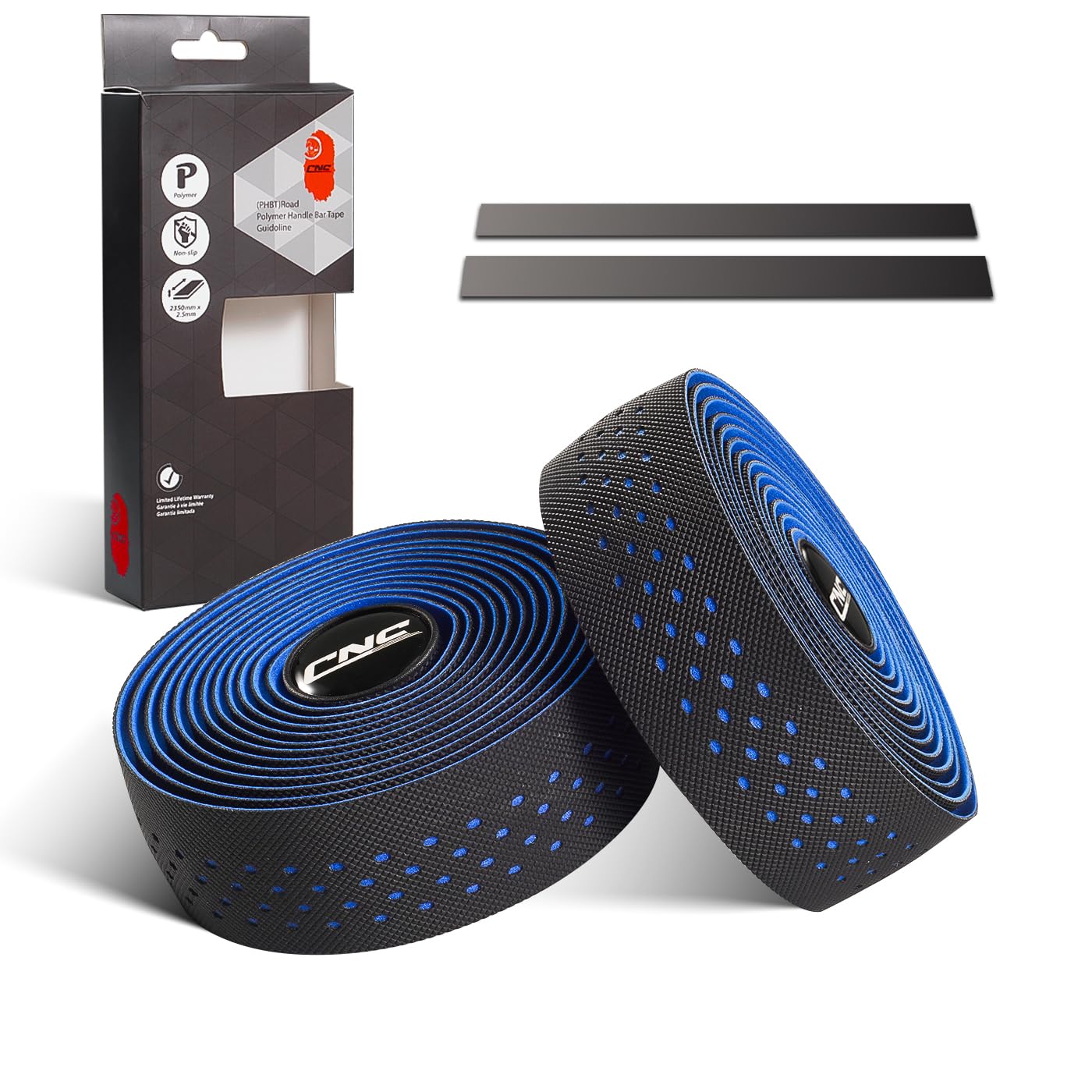 CNC Bike Handlebar Tape, Road Bicycle Bar Tapes, 2 Pcs Cycling Handle Wraps for Mountain Bike, Black/Blue/Green/Red/White/Yellow/Pink (Blue)