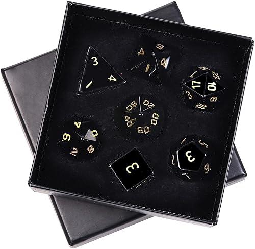 Miniatura 9 de mookaitedecor Juego de 7 dados poliédricos DND de cristal de ágata gris, dados pulidos de piedras pulidas para juegos de mesa RPG MTG decoración