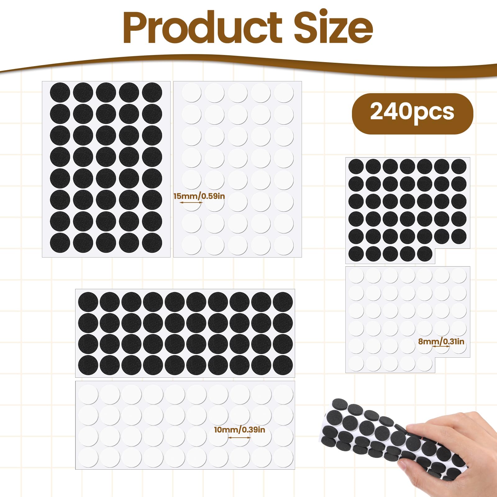 261 stuks mini schuimviltpads, zelfklevende pads meubels vilten