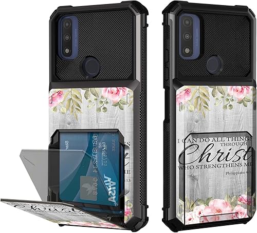 Funda para Moto G Pure, para Motorola G Pure Funda tipo cartera con 4 tarjetas de crédito, ranura de identificación de doble capa, híbrida,