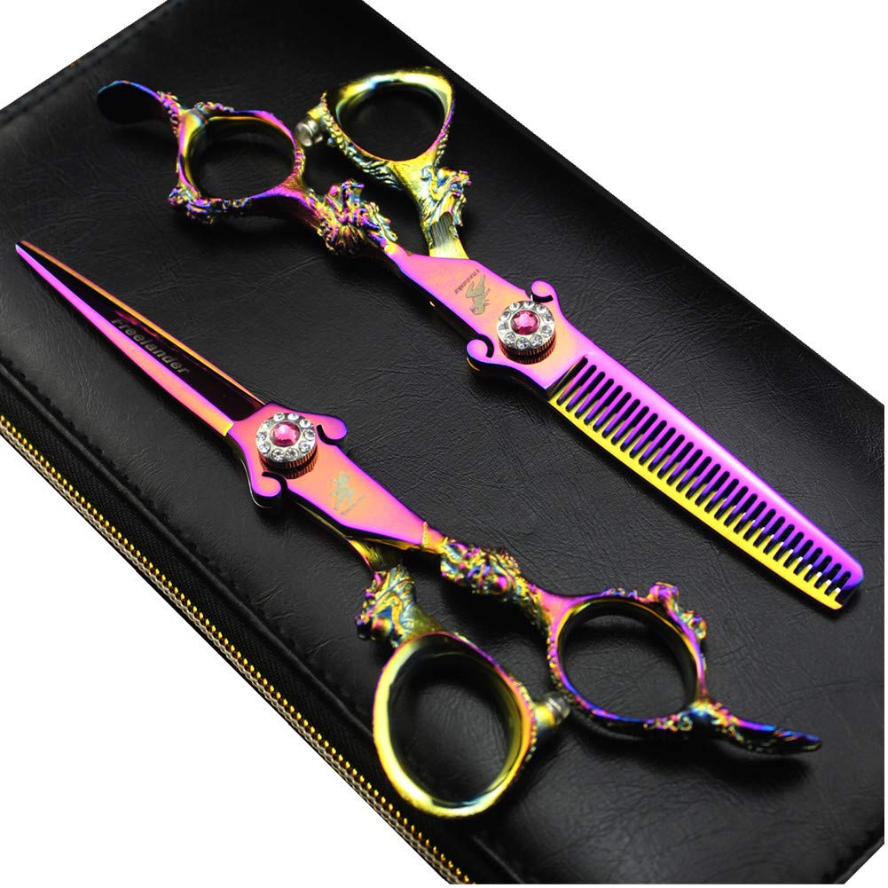 6.0" Professional Japan 440C Hair Cutting Shears - Salon Hair Blending/Thinning/Texturizing Scissor for Barber or Home Use
