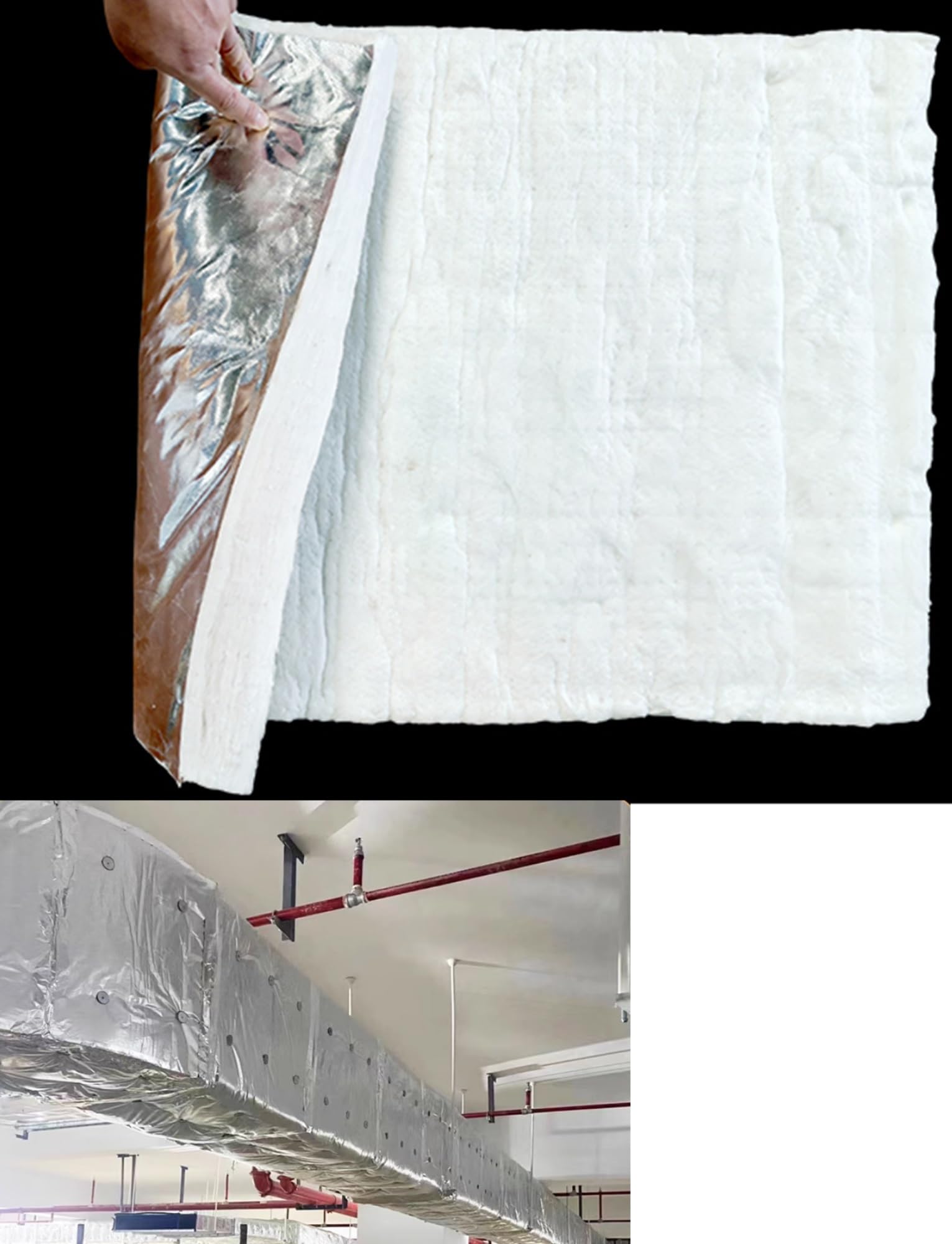 Manta aislante de fibra cerámica de 24 x 39,4" - Envoltura ignífuga flexible de 2400 °F con lámina de aluminio, for conductos de humo/incendio, HVAC, hornos y calderas.(50mm/2in)