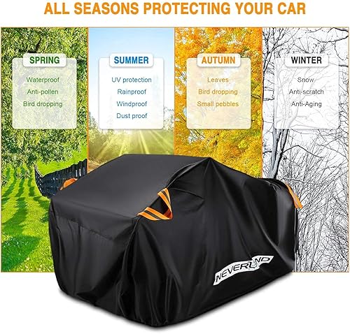 Miniatura 8 de NEVERLAND Cubierta de cuatrimoto, impermeable, resistente, 300D, protección para todo tipo de clima, hasta 82 pulgadas, 4 ruedas, almacenamiento al