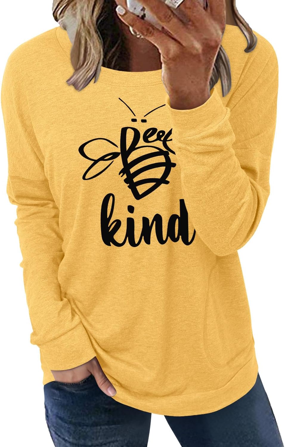 Angerella Women's Casual Loose Fit Pocket Shirts Printed Tops