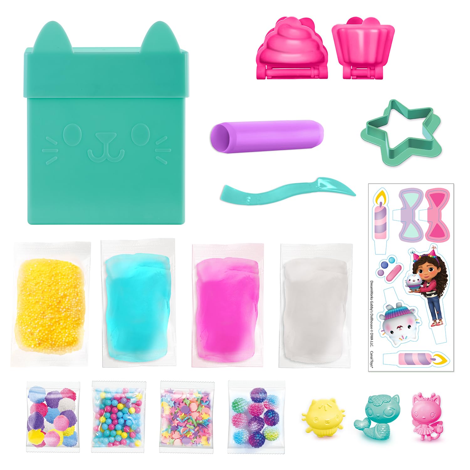 Canal Toys - P'tichou Doğum Günü Kedi Kutusu - Yaratıcı Çocuk Modelleme Hamuru Kiti - Kendi Renkli Doğum Günü Pastalarınızı Yapın - Eğlenceli El İşi ve Orijinal Hediye - GAB 015