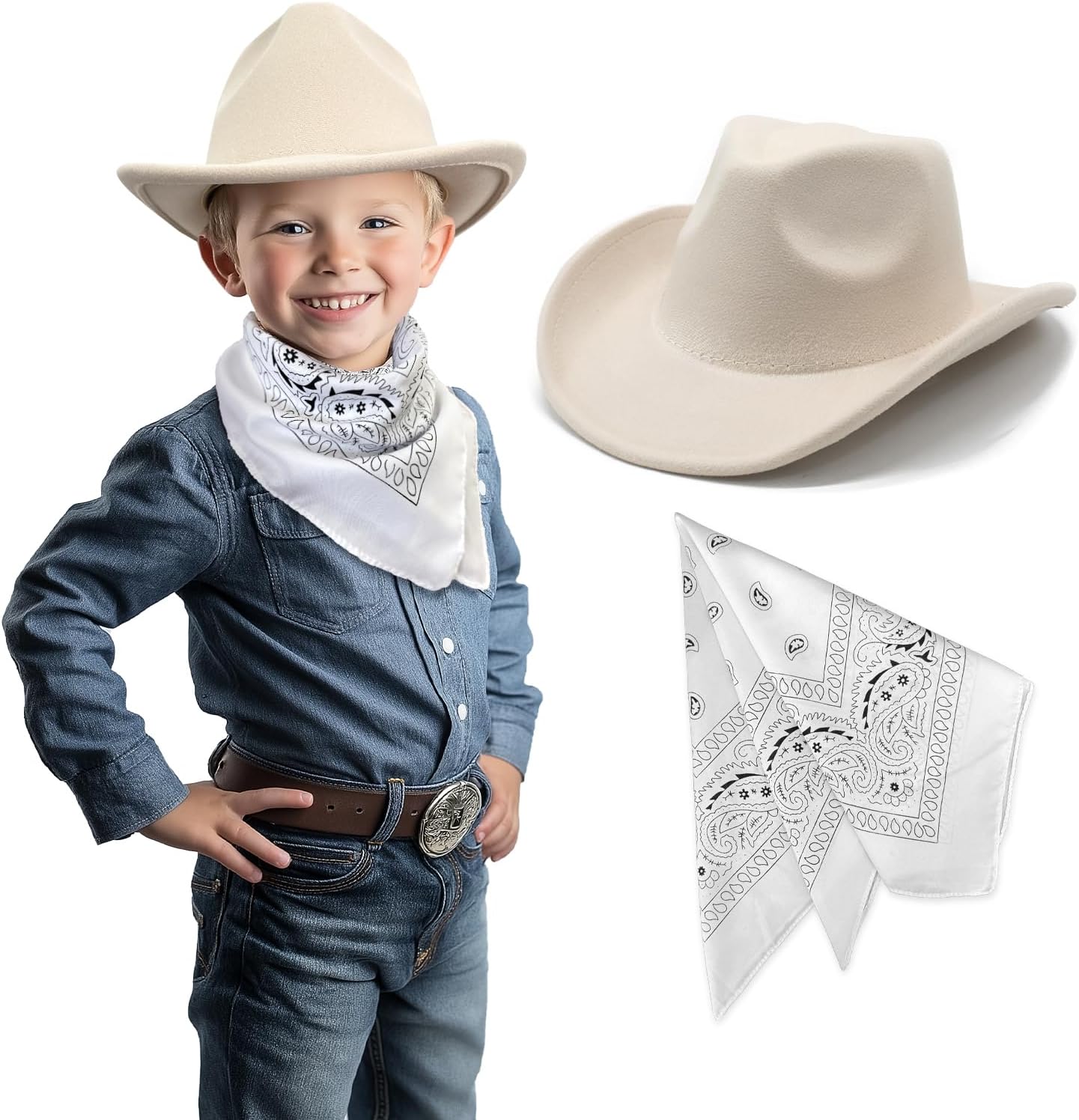 Septcity Kids Cowboy Hat Bandana Age
