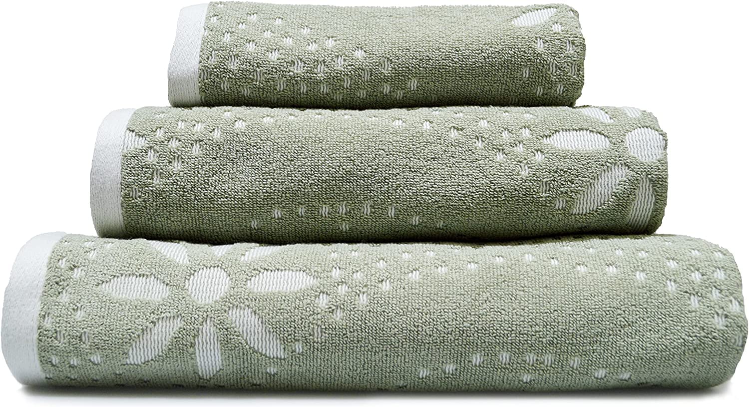 Allure Bath Fashions Sage Green Cotton Sculpted Floral Bath Sheet