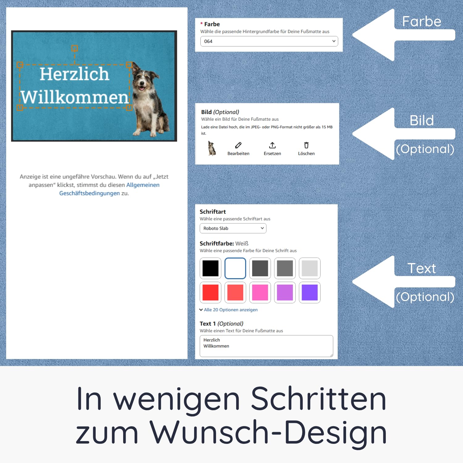 Personalisierte Fußmatte mit Logo & Wunschtext (75x150 cm) – Schmutzfangmatte selbst gestalten – Rutschfester Türvorleger mit Gummirand für Firmen, Eingang & Messen – Waschbar & Fotodruck
