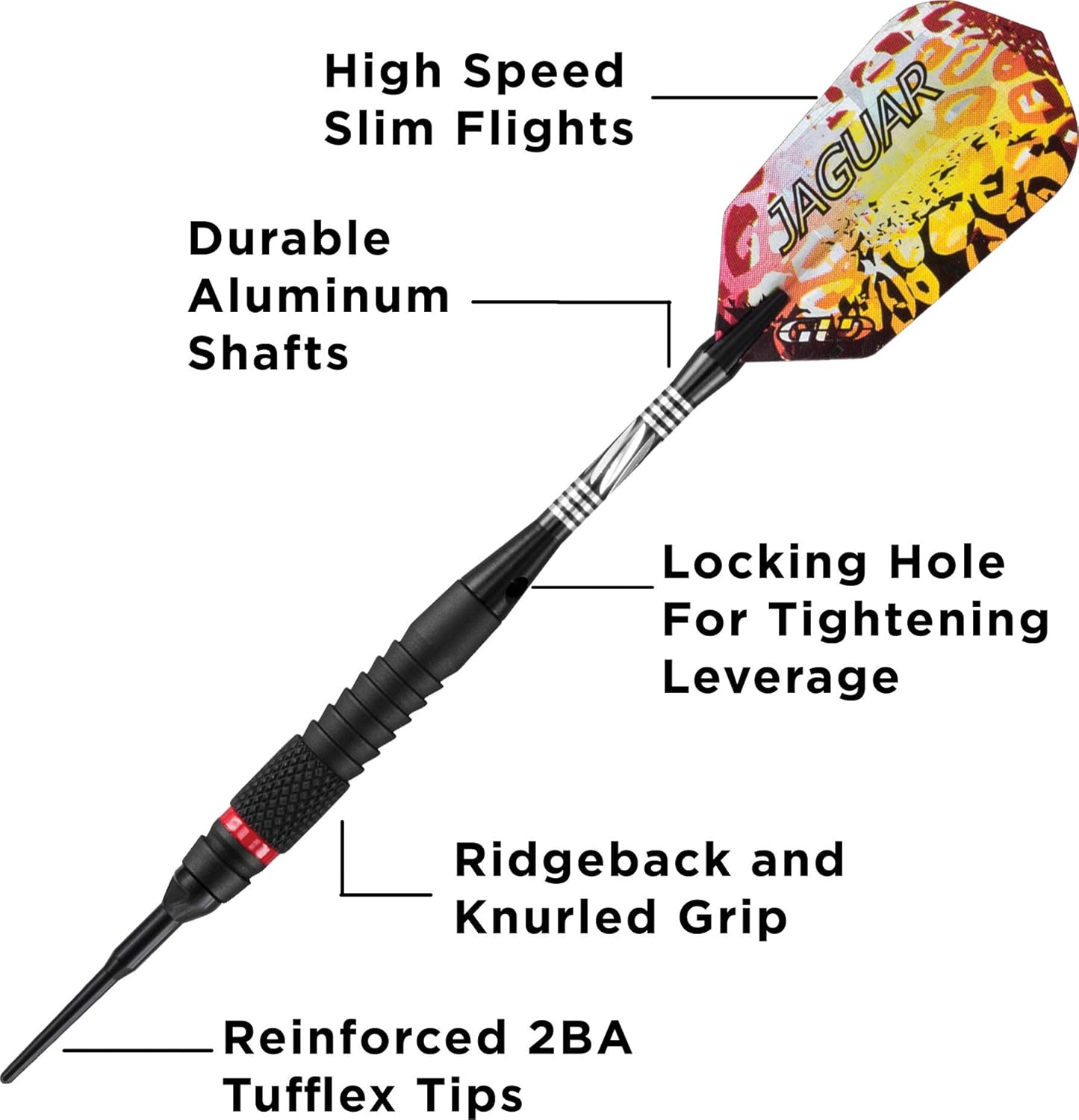 Viper Jaguar 80% Tungsten Soft Tip Dart Set with Case, 18 Grams