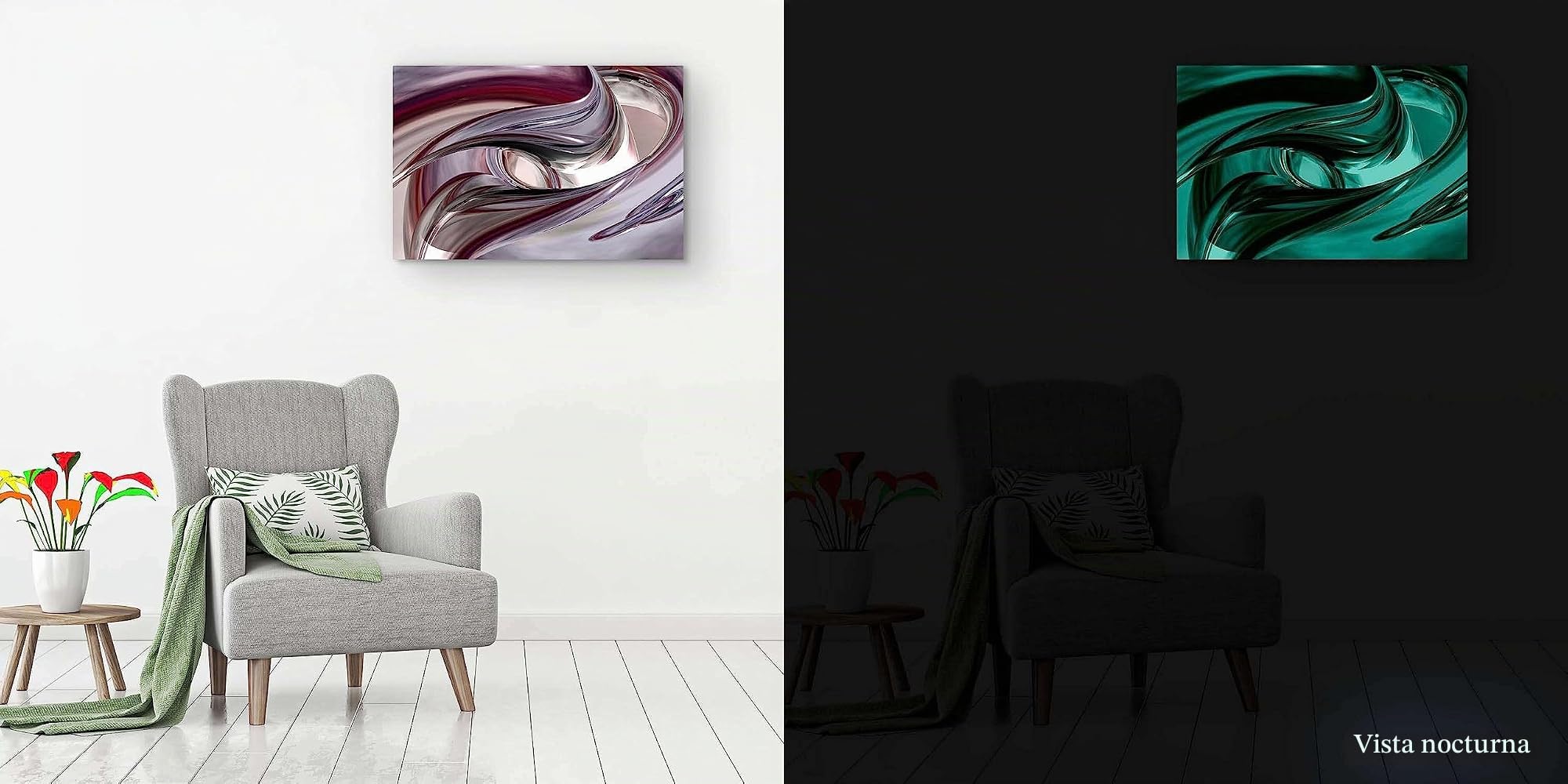 Startonight Cuadro Moderno en Lienzo Destino - Feng Shui, Pintura Abstracta Para Salon Decoración 80 x 120 cm Idea de Regalo Elegante - Efecto Día y Noche - Brilla en la Oscuridad Efecto Día y Noche