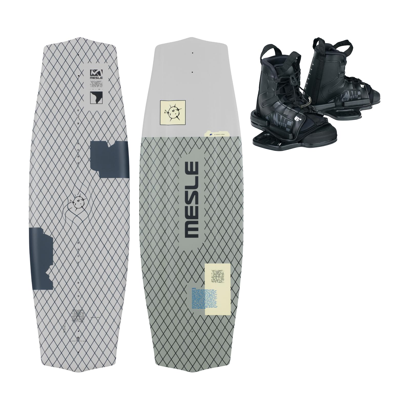 MESLE Wakeboard-Set Liberty 128 cm mit Moto Bindung Junior, Package für Kinder/Jugend, Board für Anfänger und Fortgeschrittene, Körpergewicht 20 bis 50 kg, blau schwarz