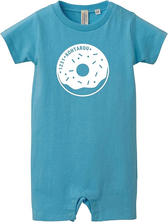 Amazon Co Jp 名入れ ロンパース Boys G ドーナツ ドーナッツ お菓子 リンクコーデ プレゼント 出産祝い 誕生日 お祝い 贈り物 ギフト ハーフバースデー お名前入り オリジナル 赤ちゃん 男の子 女の子 かわいい アクアブルー 服 ファッション小物