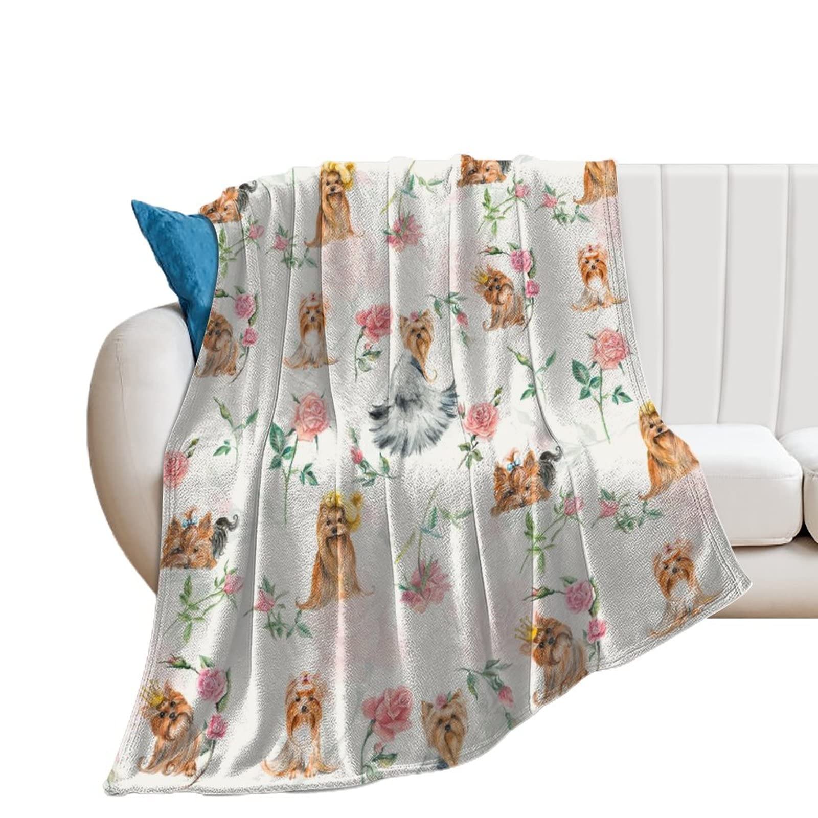 Couverture flanelle chien aquarelle plaid polaire doux et chaud idée cadeau maison 150x200cm