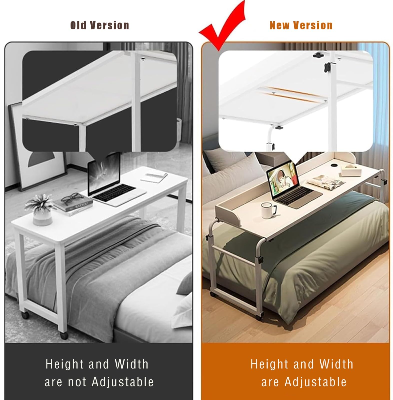 Mesa sobre La Cama con Ruedas, Altura Ajustable sobre La Cama Mesa De Escritorio King Size, Rolling Desk Over Bed, King Beds Rolling Medical Bed Desk para El Hospital Y El Hogar