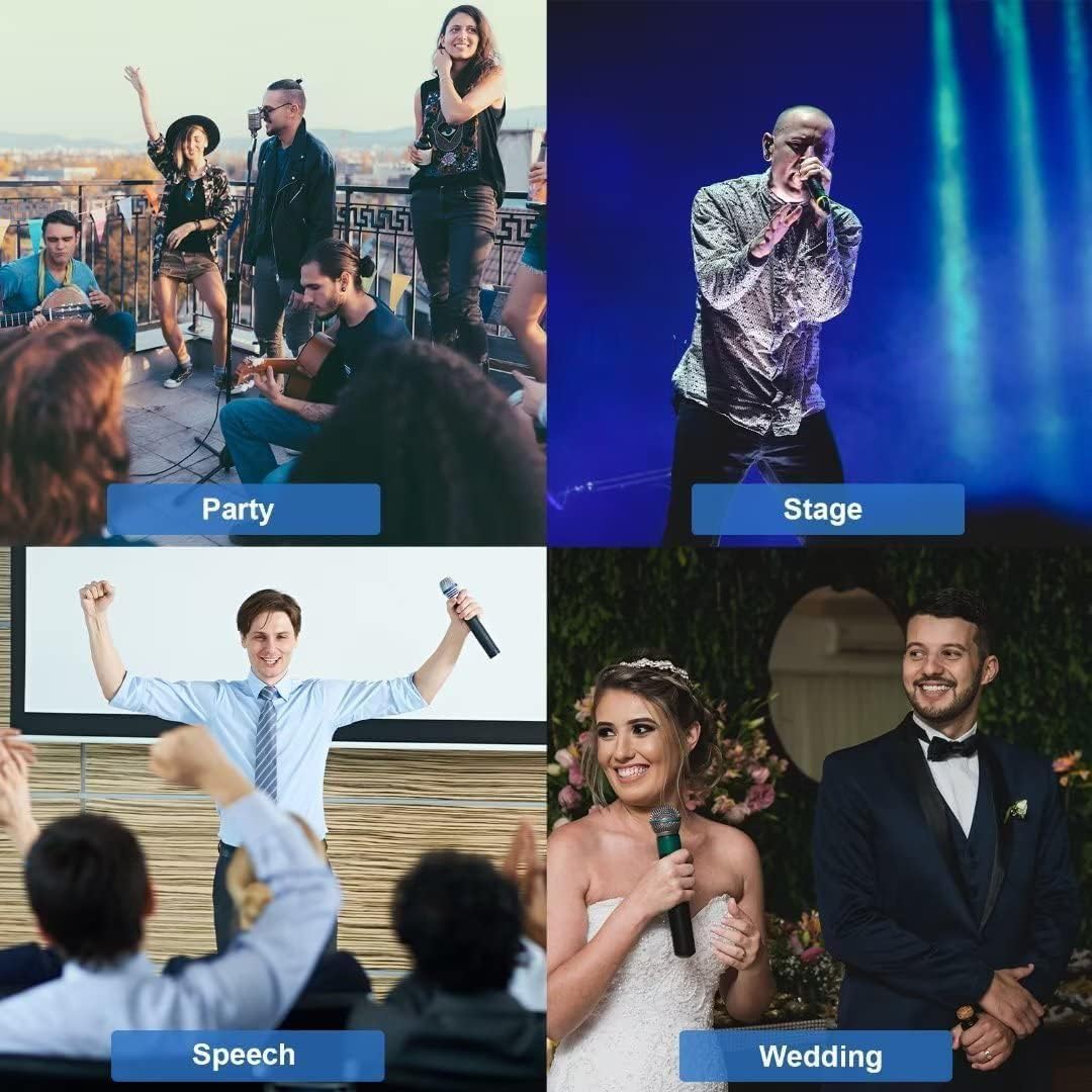 Wireless Microphone System, Dual UHF Portable Karaoke Microphone, HDMI & AUX in/Out, Optical Out, Stable Signal, 100ft Range – Wireless Mic for Singing, Karaoke, Church, Smart TV, PC, PA Speaker image 6 of 8 B0FWKMQ4JC