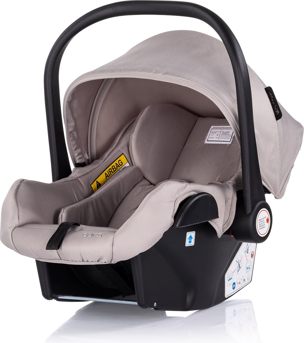 Chipolino Babyschale i-Size Aura (40-85cm) Gruppe 0+, Griff verstellbar, Gurt hellbraun