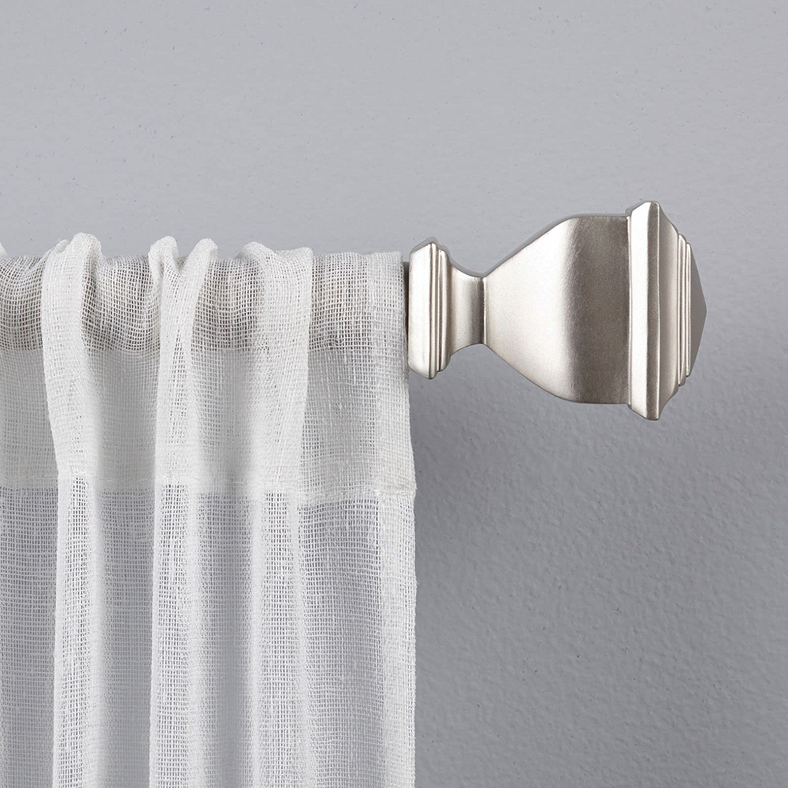 Exclusive Home Curtains - ER1018-01 3672 Napoleon 1" Curtain Rod and Finial Set, 36"-72", Matte Silver