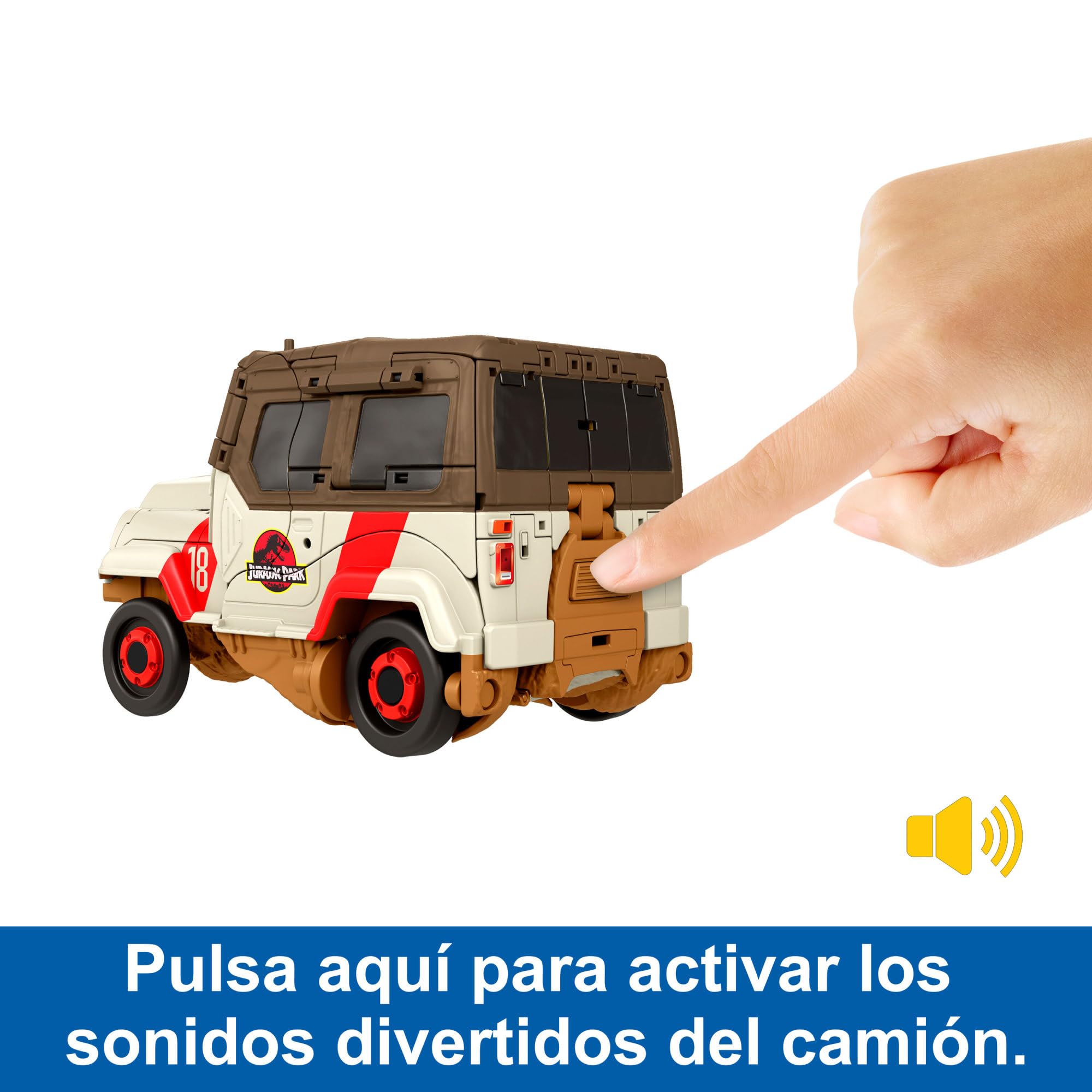 Mattel Jurassic World Fierce Changers Atrapa y ruge T-Rex Dinosaurio de juguete se transforma en todoterreno, +4 años (HPD38)