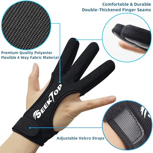 Miniatura 3 de Guantes de tiro con arco para caza de cuero, protector de tres dedos para jóvenes y adultos principiantes