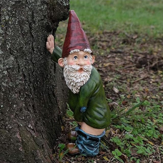 Garden Gnomes Ornaments, Waterproof Resin Rude Garden Gnome Statue Ornaments Outdoor Statues, Garden Gnome Decoration for Patio Yard Lawn Porch Outdoor