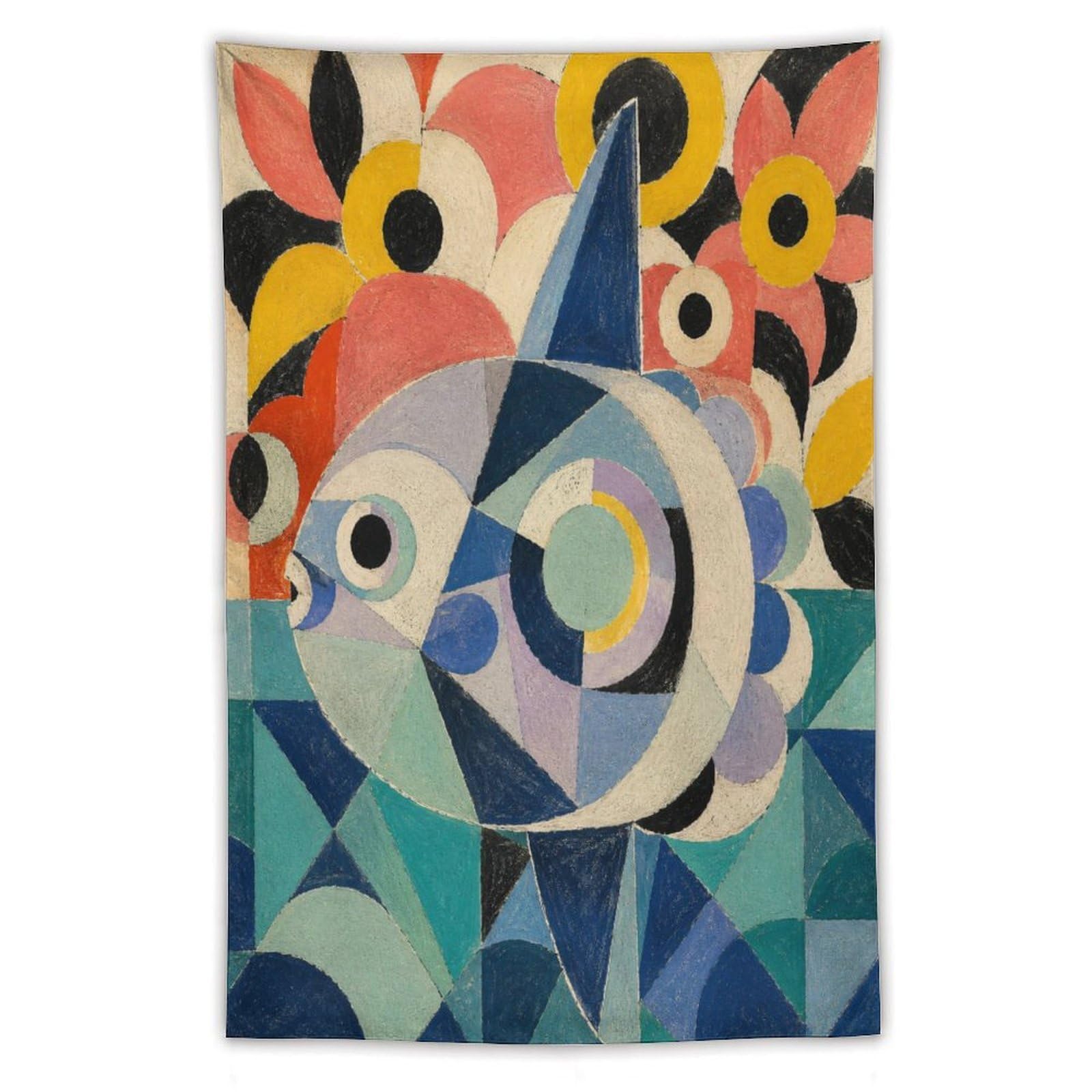 H3B8U2Y5 Geometric Angelfish Wall Tapestry, Geometric Art, Room Divider