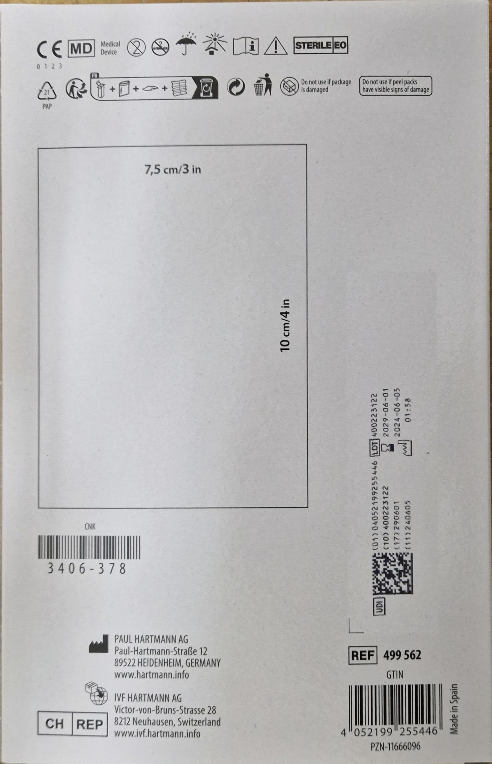 ATRAUMAN Silicone steril 7,5x10 cm Kompressen 10 St
