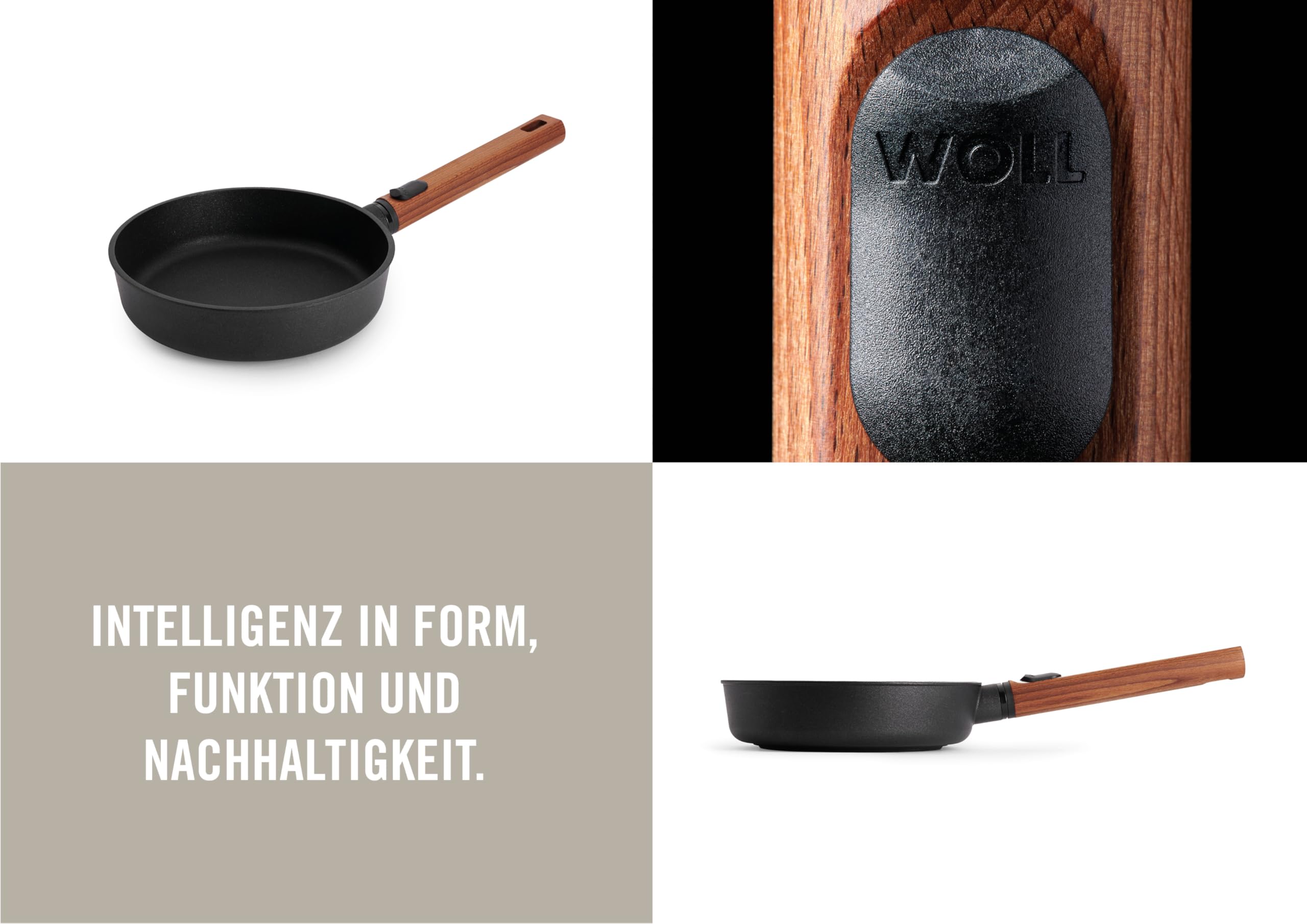 Woll Eco Logic QXR Poêle Wok Et Mélangeur, Inductive, Diamètre 24 Cm, Hauteur 10 Cm, Avec Manche En Bois Solide Et Durable, Convient Pour Tous Les Types De Feux, Sans PFAS, Revêtement