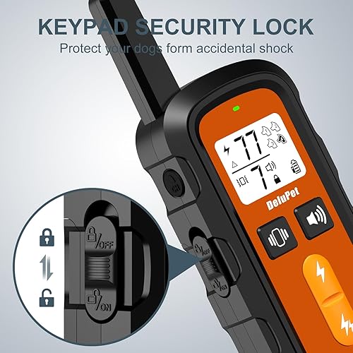 Miniatura 3 de DeluPet Collar de entrenamiento para perros, collar de choque para perros con control remoto de 1600 pies, collar impermeable, 3 modos de