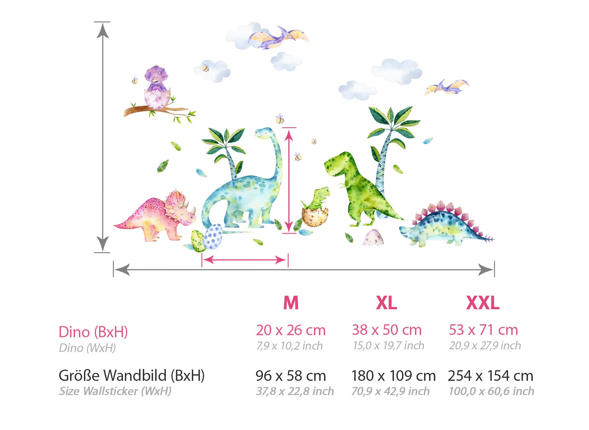 Grandora XXL dinozaur naklejka ścienna naklejki na ścianę pokój dziecięcy tatuaż ścienny Dino DL817-4