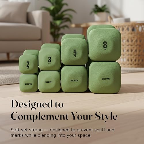 Miniatura 4 de WeGym SafeGrip Square Dumbbells with Anti Slip Handles, Aesthetic Free Weights for Home Workouts, Stable Design Prevents Rolling during Floor