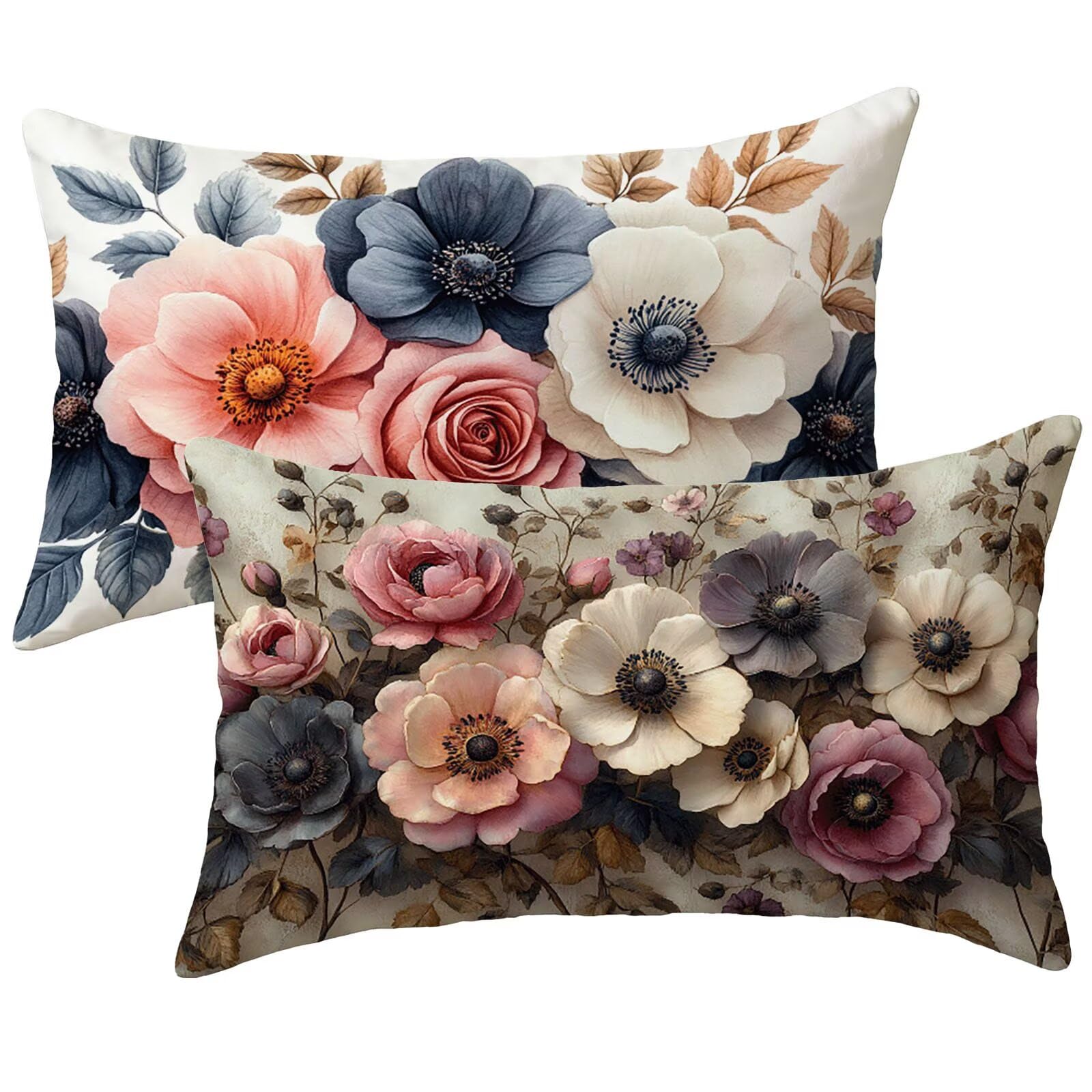 Taie oreiller fleur décoratif canapé lit coussin extérieur imperméable violet 40x60 rectangulaire