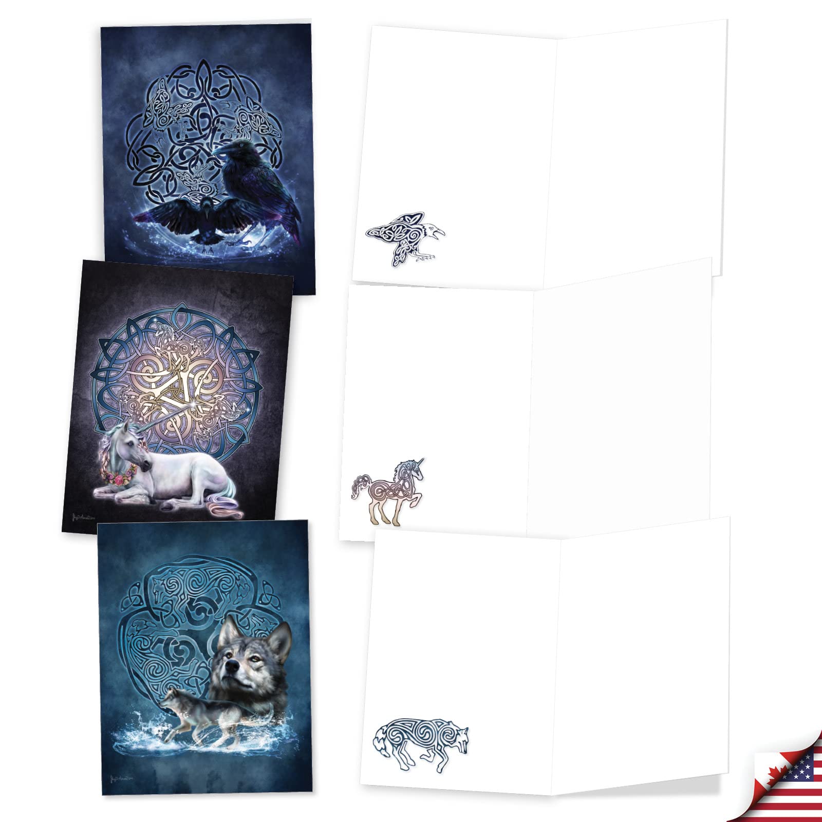The Best Card Company - Juego de 20 tarjetas de notas en blanco surtidas de 4 x 5.12 pulgadas con sobres (10 diseños, 2 de cada uno) tótem celta AM10207OCB-B2x10