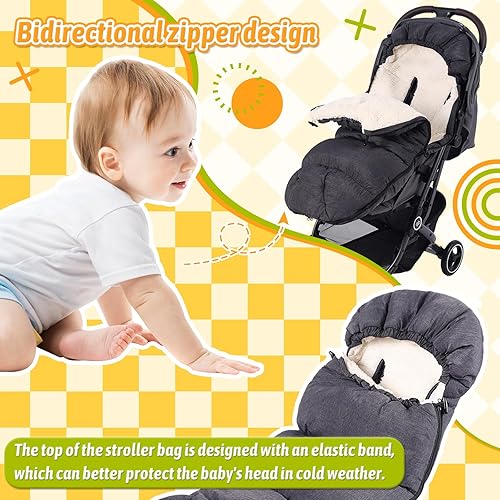 Miniatura 9 de Waterproof &Thicken Universal Stroller Cover Winter,Stroller Footmuff Bunting Bag for Warm Strollers Muff,Stroller Accessories for Baby Sleeping Bag