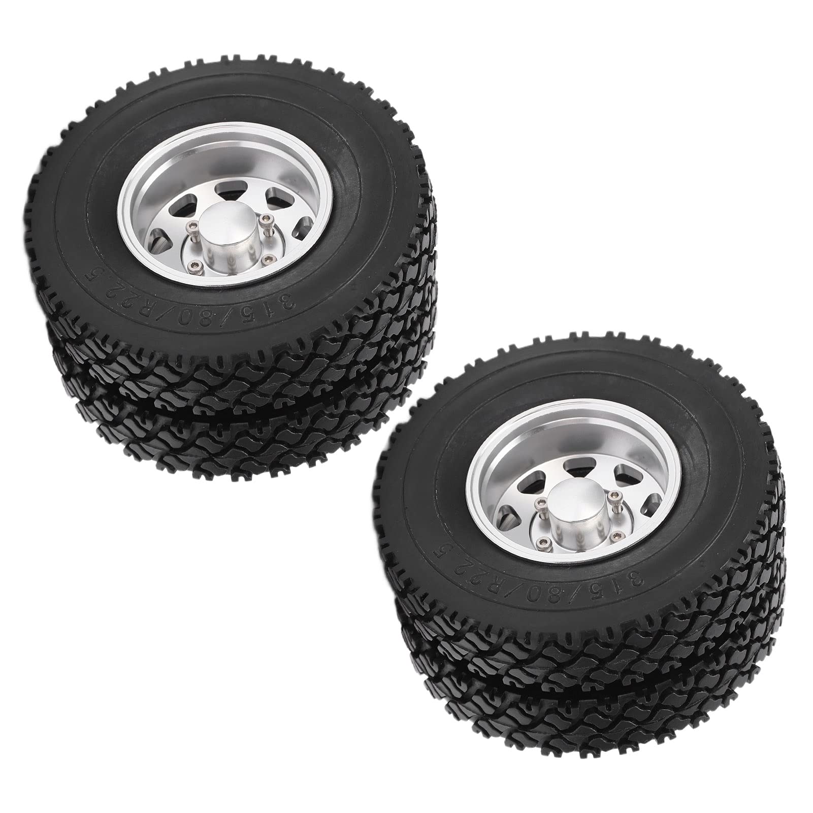 RC felgi piasty tylnego koła ze stopu aluminium z gumowymi oponami do przyczepy Tamiya 1/14 traktora, wywrotka (srebrna)