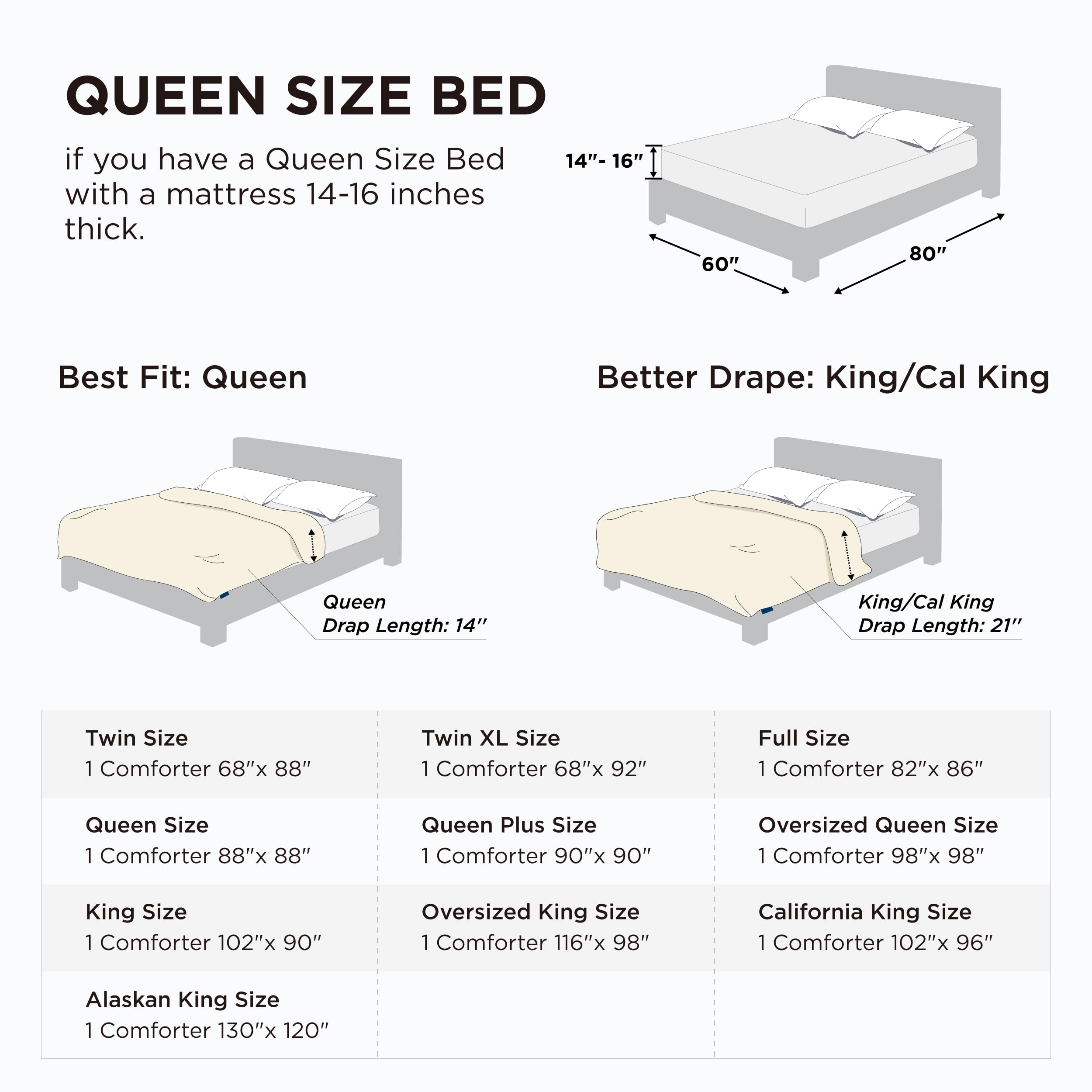 White Queen Size Quilted Down Alternative Comforter with 8 Tabs P3258
