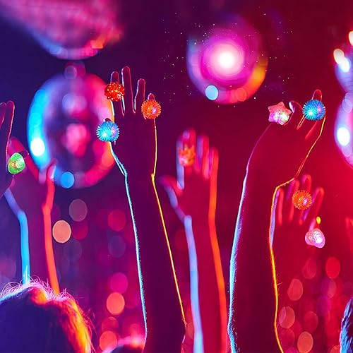Miniatura 5 de KIMOBER Anillos iluminados, coloridos anillos de gelatina de silicona que brillan en la oscuridad, anillos LED parpadeantes para niños, recuerdos de