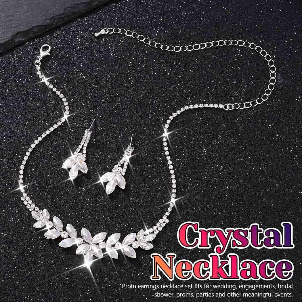 JAKAWIN Rhinestone Wedding Jewelry Sets Silver Rhinestone Bridal Necklace and Earring Set Prom for Women - Image 4