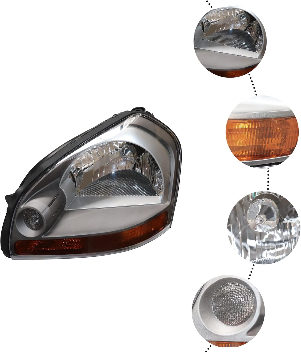 Left Side Headlight Assembly for 2005 2006 2007 2008 2009 Hyundai Tucson 2005-2009 Halogen Front Headlamp Manufacturer Part Number 921012E050, 921022E050 Bulb Not Included