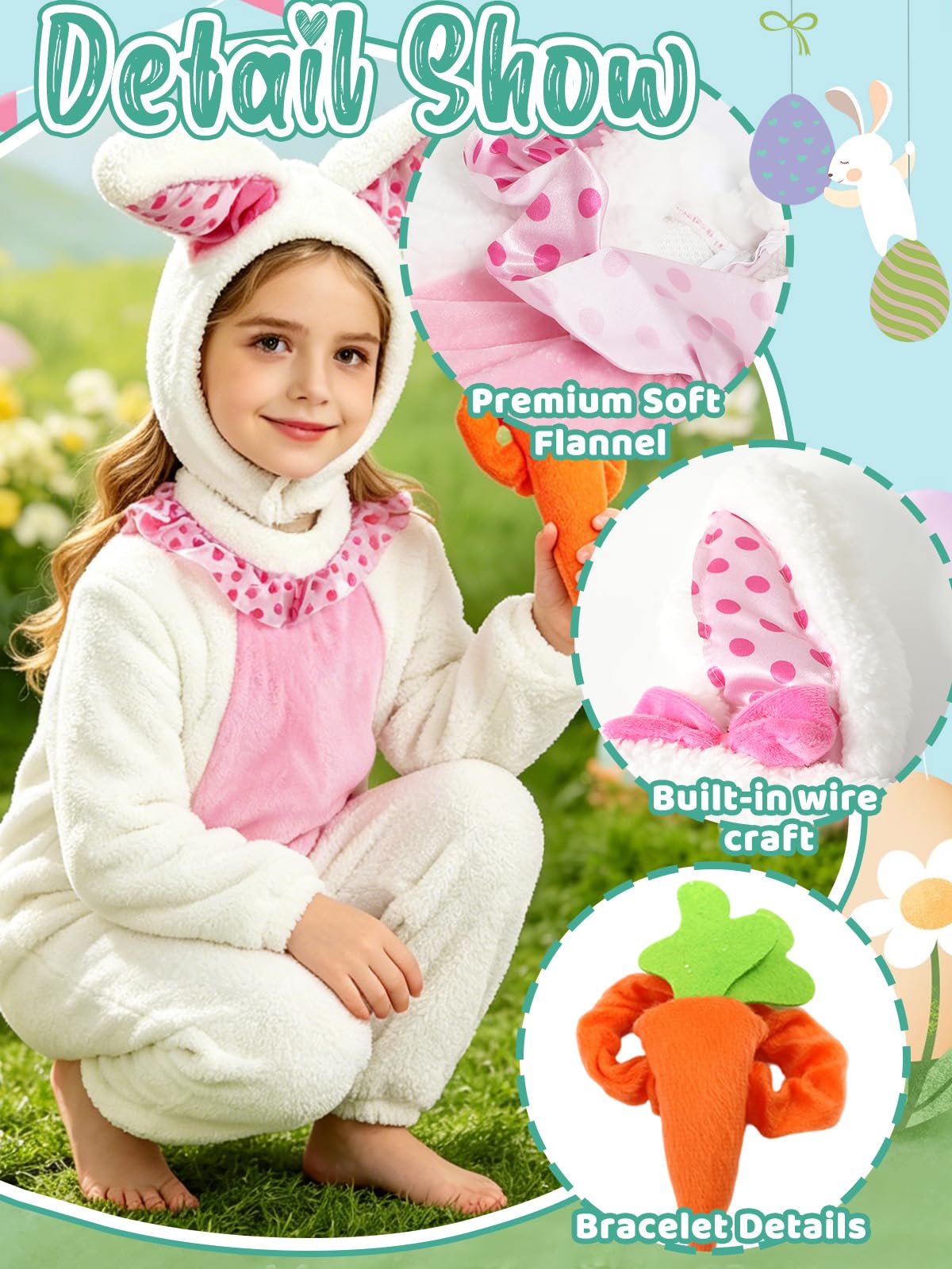 Costume da coniglietto in flanella, per bambini, per Halloween