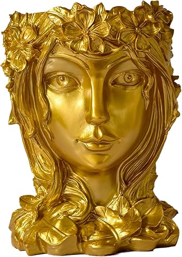 Romehaha Macetero de cabeza, macetas con agujero de drenaje, macetas únicas con ojos cerrados, macetas de cabeza de resina para plantas de interior