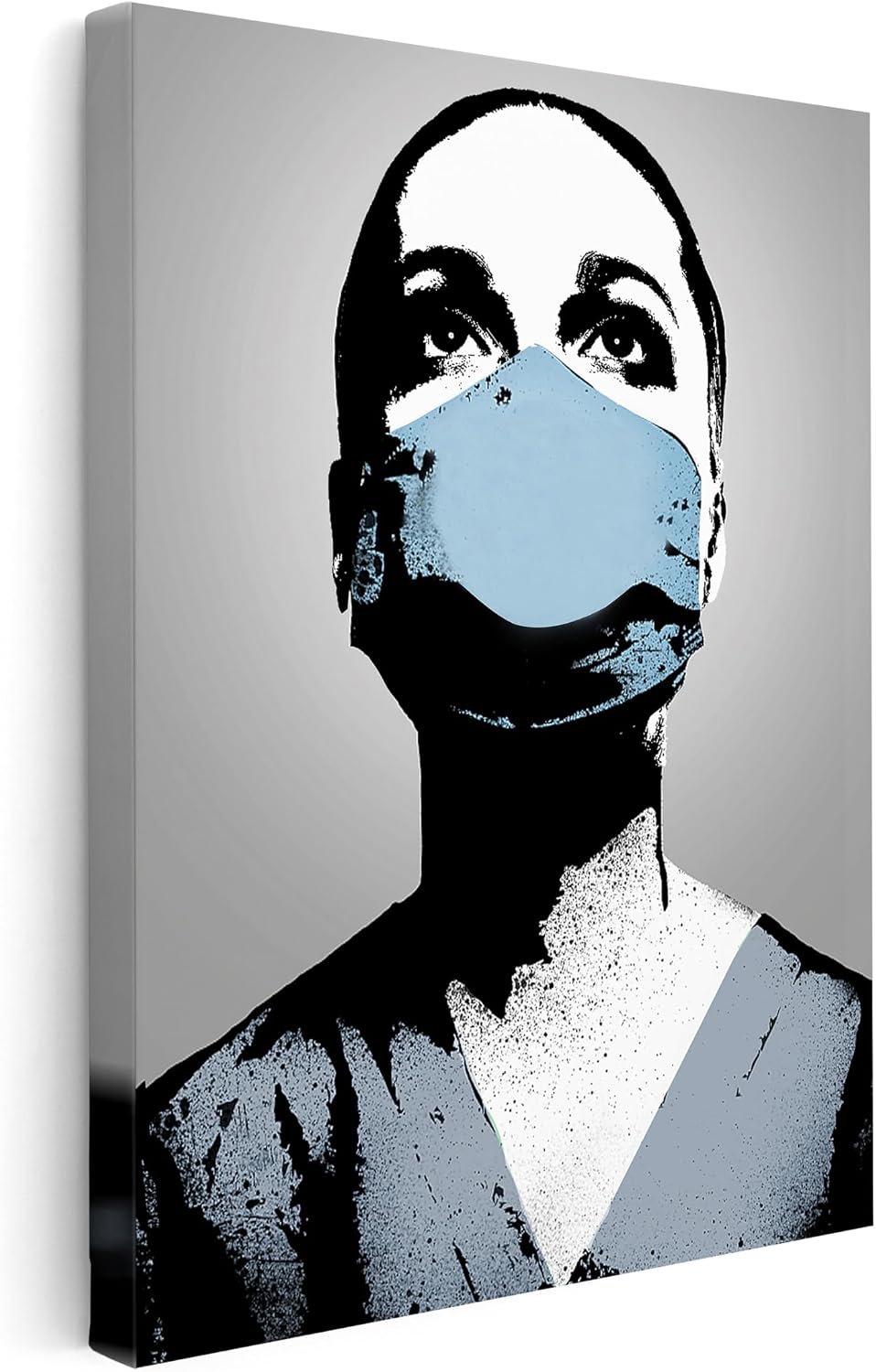 Poster Master Nurse Canvas - Nurse in Face Mask Print - Street Graffiti & Pop Art - Modern Abstract Design - Medical Art - Great Office or Clinic Wall Decor - 8x10 STRETCHED Canvas