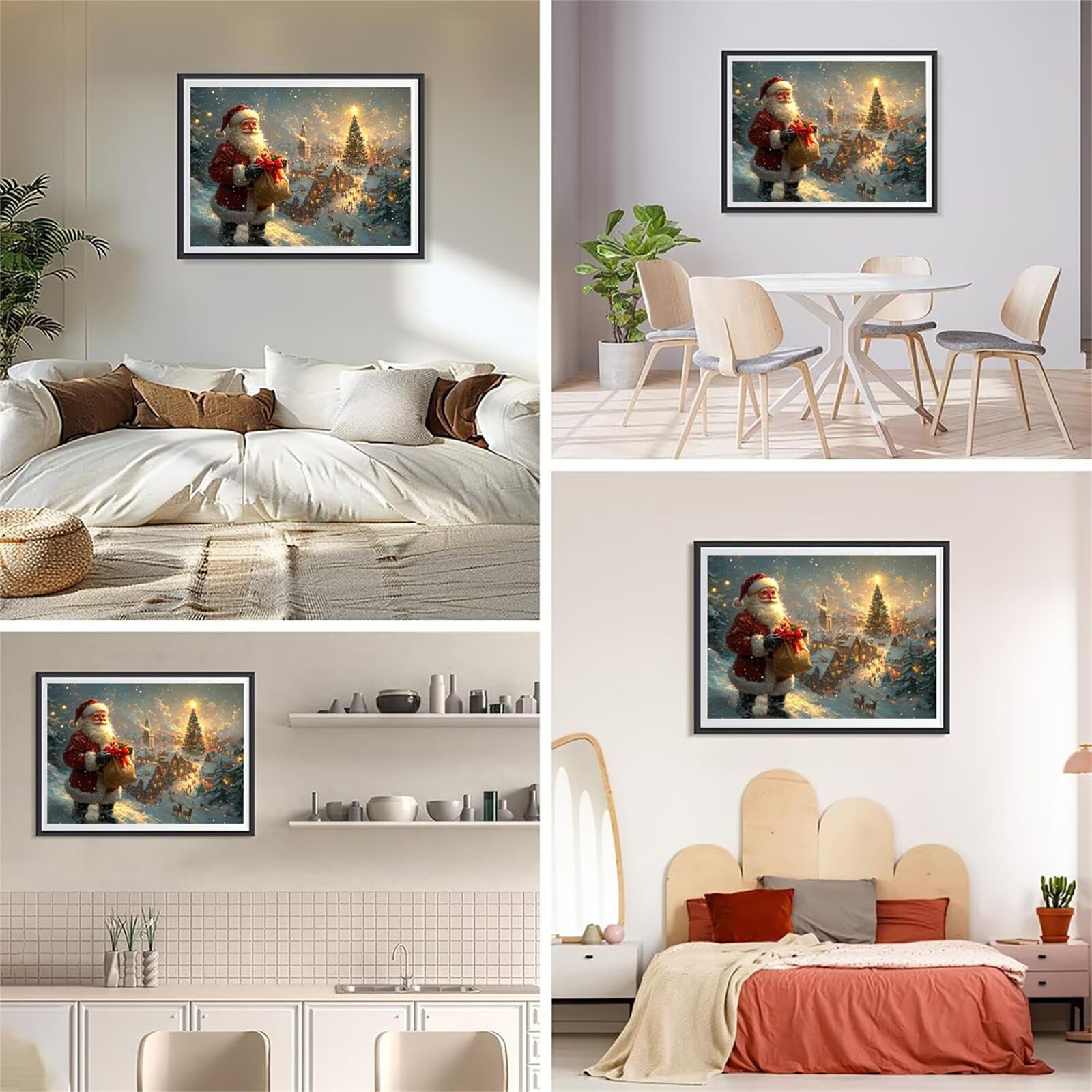 Diamentowy obraz Święty Mikołaj 5D, obraz do malowania diamentami, 60 x 90 cm, drzewo, zestaw do samodzielnego wykonania, dla dorosłych, z akcesoriami do tworzenia mozaik, malowanie według numerów
