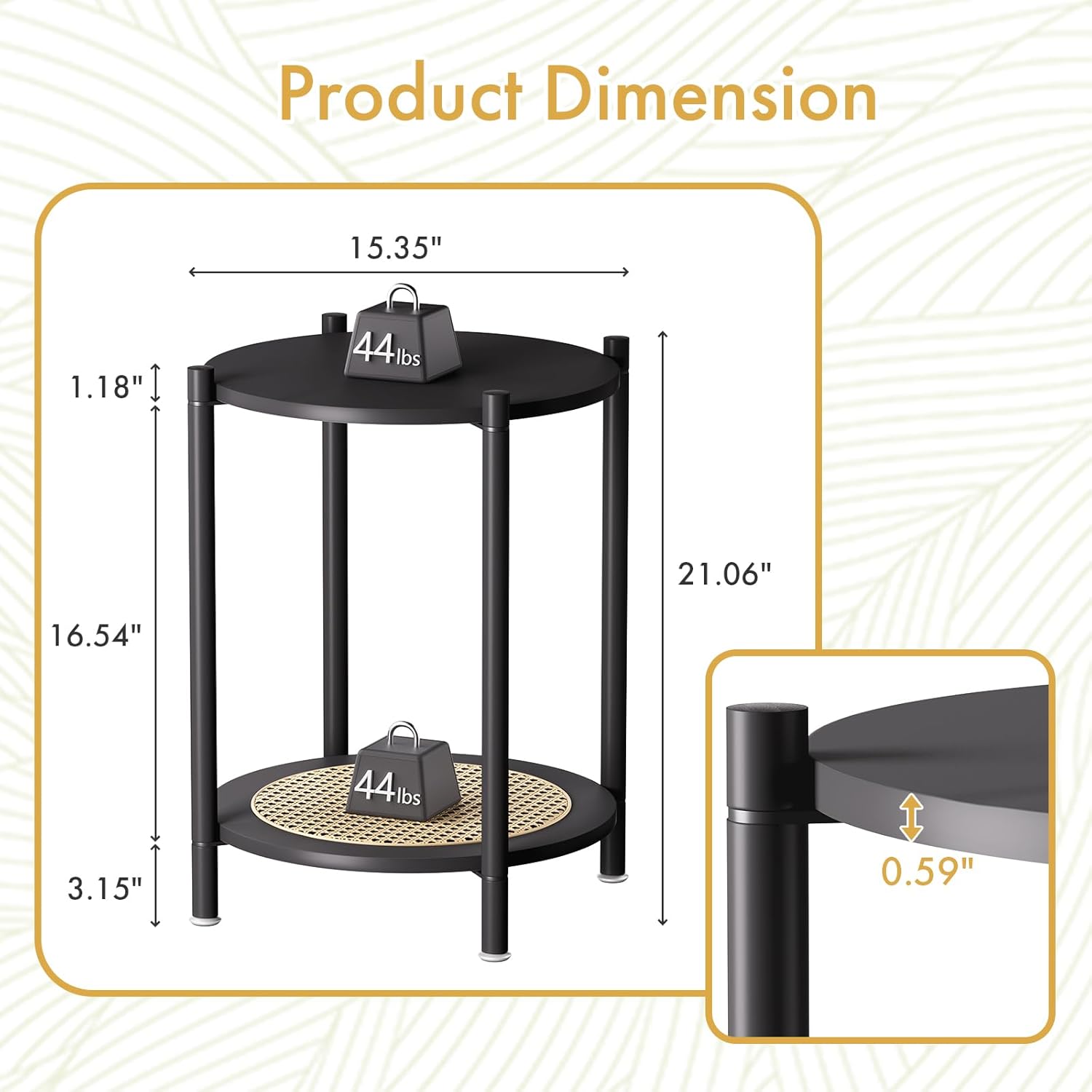 Side Table, End Table Small Round Table Sofa Bedside Table Mini Coffee Accent Table, Farmhouse Wood End Table Stand, Nightstand for Small Spaces, Living Room, Bedroom, Office, Black