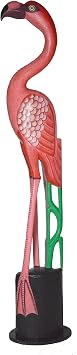WorldBazzar 3FT Hand Carved Beautiful Wood Pink Flamingo Bird Sculpture Tropical Home Decor