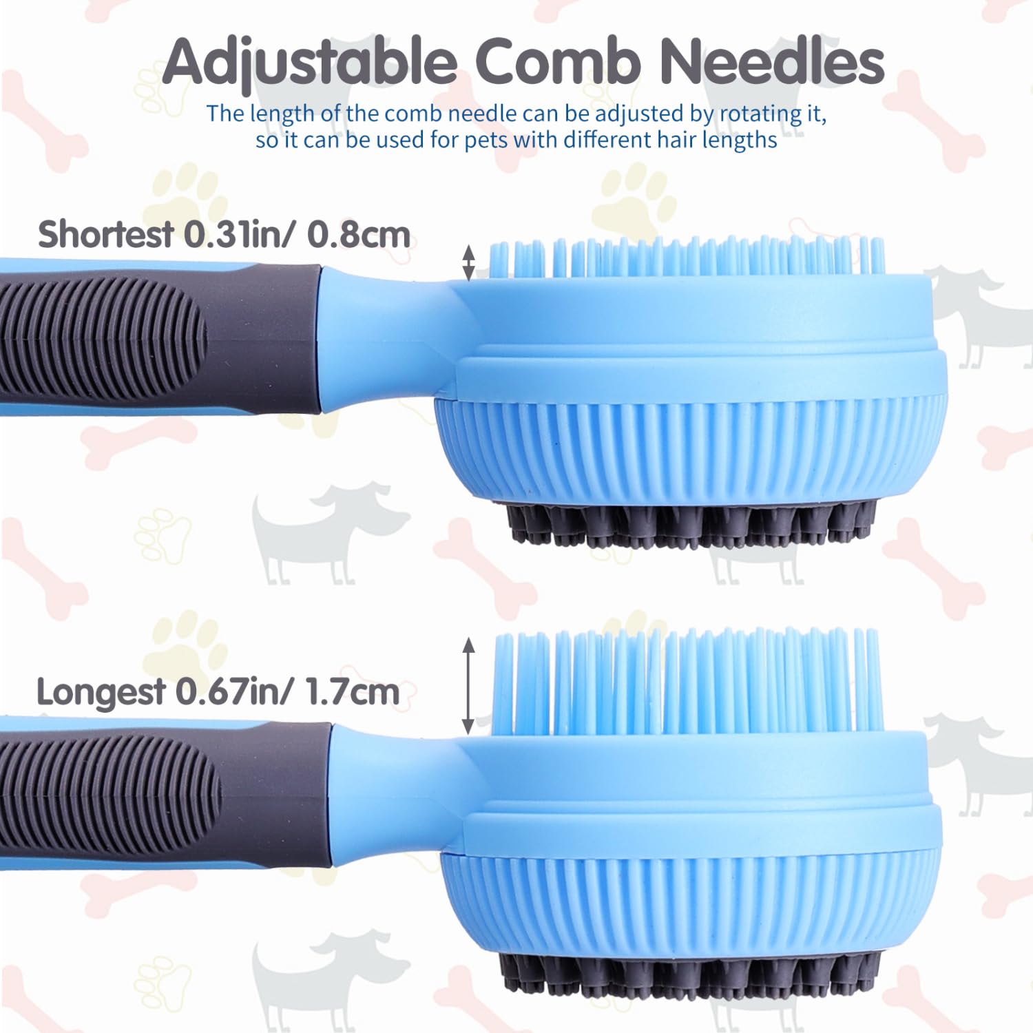 Nobleza 2 in 1 Double Sided Cat Grooming Brush, Self Cleaning, Massage Brush for Long and Short Haired Cats & Dogs - Image 3