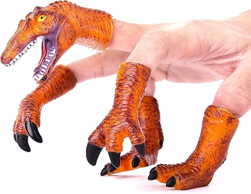 5 juguetes de marionetas de dedo de dinosaurio, recuerdos de fiesta de dinosaurio, juguetes de cabeza de animal de baño de goma suave, suministros