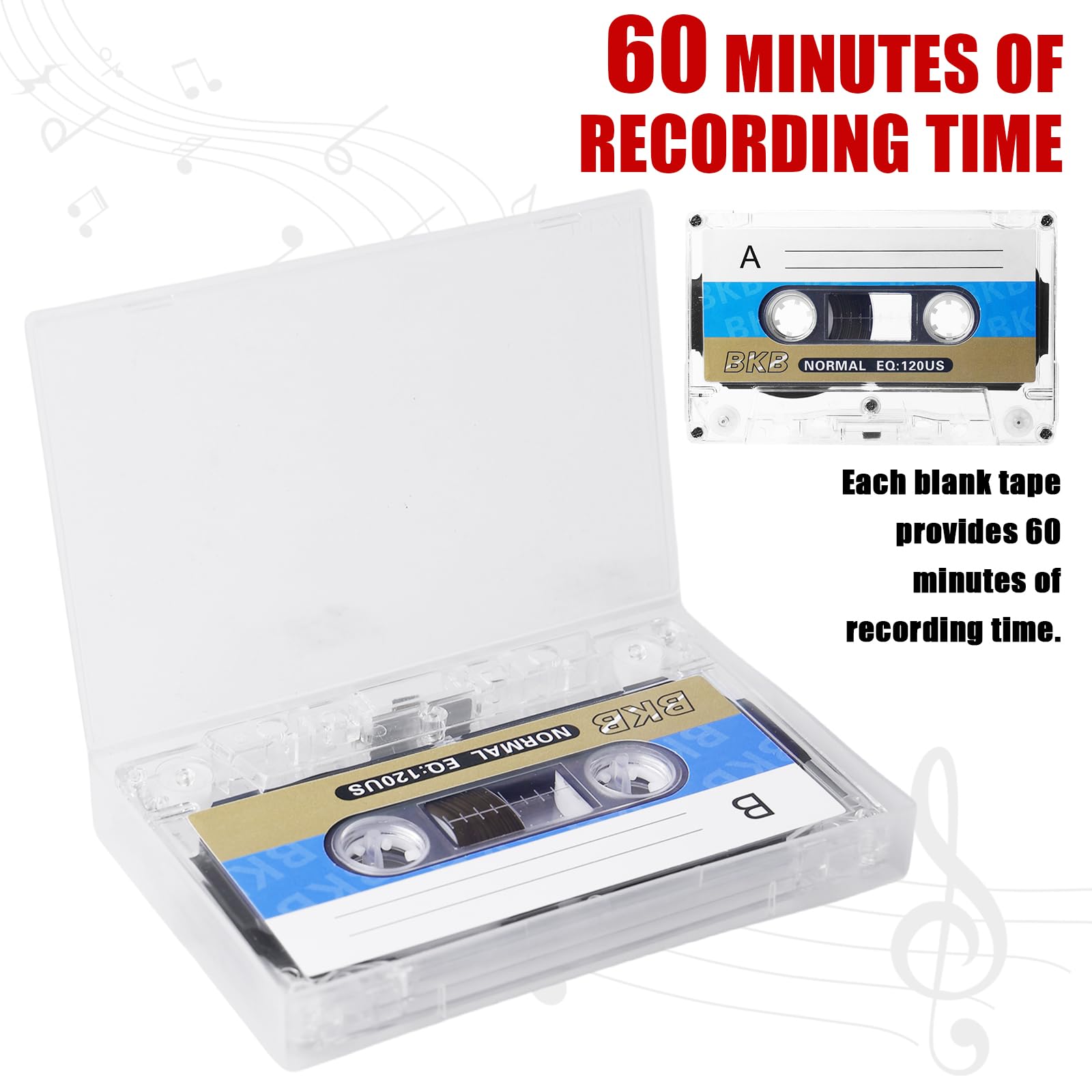10 cassette audio vuote, cassette audio a basso rumore, 60 minuti audio, cassette musicali, cassette audio vuote per conferenze, seminari